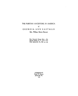 THE PURITAN I\NCESTORS, in AMERICA GEORGIA ANN EASTMAN