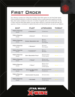 Quick Build Reference First Order