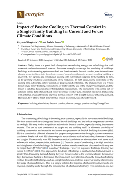 Impact of Passive Cooling on Thermal Comfort in a Single-Family Building for Current and Future Climate Conditions