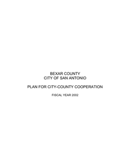 Bexar County City of San Antonio Plan for City-County Cooperation