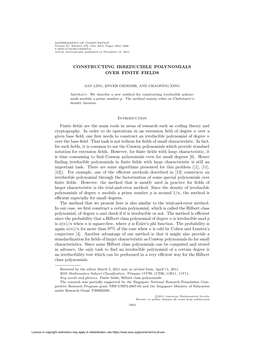 Constructing Irreducible Polynomials Over Finite Fields