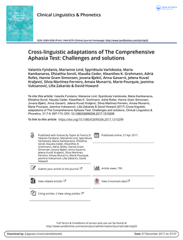 Cross-Linguistic Adaptations of the Comprehensive Aphasia Test: Challenges and Solutions