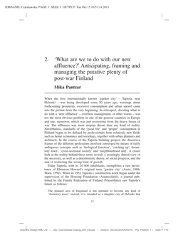 2. 'What Are We to Do with Our New Affluence?' Anticipating, Framing and Managing the Putative Plenty of Post-War Finland