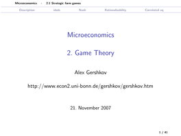 Microeconomics 2. Game Theory