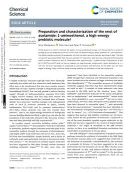 Preparation and Characterization of the Enol of Acetamide: 1-Aminoethenol, a High-Energy Cite This: Chem