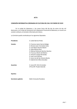 Acta Comisión Informativa Ordinaria De Cultura Del