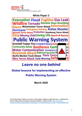 Leave No One Behind Global Lessons for Implementing an Effective Public Warning System