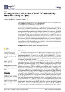 Rheology-Based Classification of Foods for the Elderly by Machine