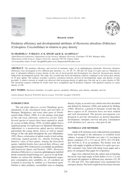 Coleoptera: Coccinellidae) in Relation to Prey Density