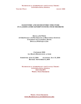 Egocentric and Sociocentric Structure in Classificatory Kinship Systems: Four Theorems