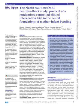 The Nemo Real-Time Fmri Neurofeedback Study: Protocol of a Randomised Controlled Clinical Intervention Trial in the Neural Foundations of Mother–Infant Bonding