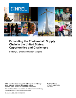 Expanding the Photovoltaic Supply Chain in the United States: Opportunities and Challenges