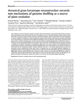 Ancestral Grass Karyotype Reconstruction Unravels New Mechanisms of Genome Shuffling As a Source of Plant Evolution