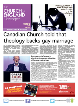 Canadian Church Told That Theology Backs Gay Marriage