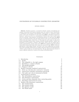 Foundations of Euclidean Constructive Geometry