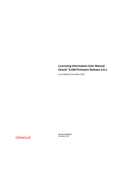Licensing Information User Manual Oracle® ILOM Firmware