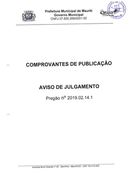 Comprovante De Publicação