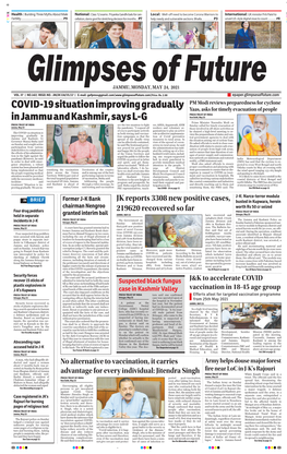 COVID-19 Situation Improving Gradually in Jammu and Kashmir