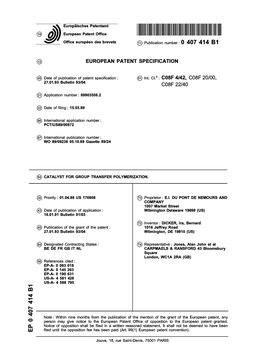 Catalyst for Group Transfer Polymerization