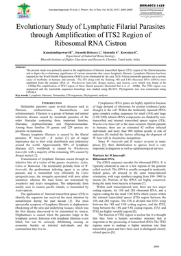 Evolutionary Study of Lymphatic Filarial Parasites Through Amplification of ITS2 Region of Ribosomal RNA Cistron