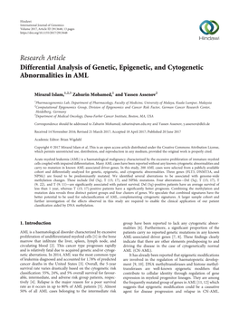 Differential Analysis of Genetic, Epigenetic, and Cytogenetic Abnormalities in AML