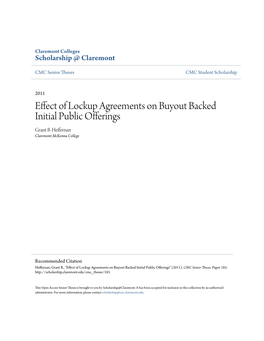 Effect of Lockup Agreements on Buyout Backed Initial Public Offerings Grant B