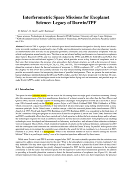 Interferometric Space Missions for Exoplanet Science: Legacy of Darwin/TPF