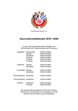 Gaurundenwettkämpfe 2019 / 2020