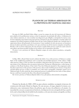 PLANOS DE LAS TIERRAS ARROZALES DE LA PROVINCIA DE VALENCIA (1860-1862) 65 Cuadernos De Geografía • 97 • 65 - 88 • València 2015