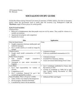 Socialism Study Guide