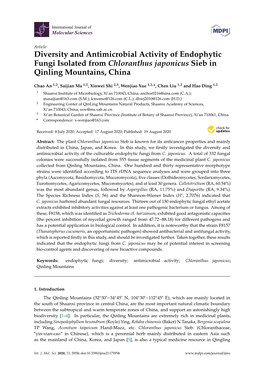 Diversity and Antimicrobial Activity of Endophytic Fungi Isolated from Chloranthus Japonicus Sieb in Qinling Mountains, China