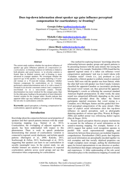 Does Top-Down Information About Speaker Age Guise Influence Perceptual Compensation for Coarticulatory /U/-Fronting?