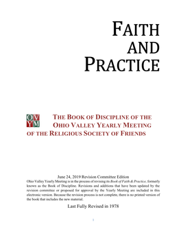 Faith and Practice (1960) Pacific Yearly Meeting: Faith and Practice (1973) Philadelphia Yearly Meeting: Faith and Practice (Revised 1972)