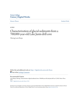 Characterization of Glacial Sediments from a 700,000-Year-Old Lake Junín Drill Core Tshering Lama Sherpa