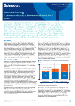 Insurance Strategy Convertible Bonds: a Solvency II Silver Bullet? July 2017