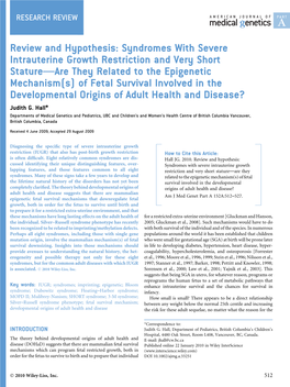 Review and Hypothesis: Syndromes with Severe Intrauterine Growth