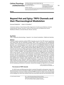 TRPV Channels and Their Pharmacological Modulation