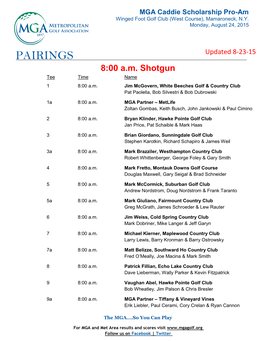 PAIRINGS Updated 8-23-15