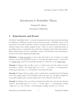 Introduction to Probability Theory