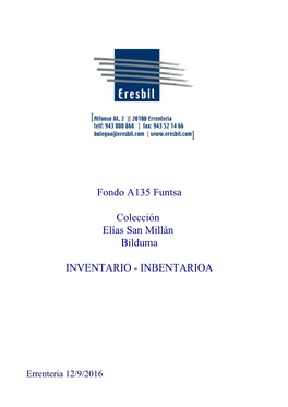 Fondo A135 Funtsa Colección Elías San Millán Bilduma INVENTARIO