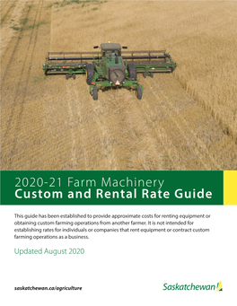 Farm Machinery Custom and Rental Rate Guide