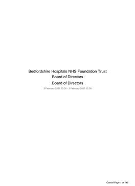 Bedfordshire Hospitals NHS Foundation Trust Board of Directors Board of Directors 3 February 2021 10:00 - 3 February 2021 12:00