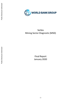 Serbia Mining Sector Diagnostic (MSD) Final Report January 2020