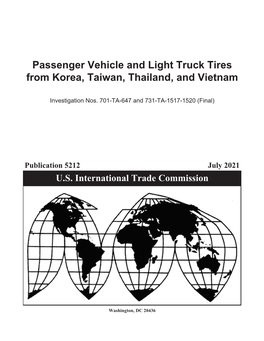 Passenger Vehicle and Light Truck Tires from Korea, Taiwan, Thailand, and Vietnam