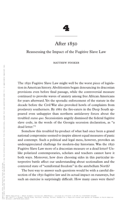 After 1850: Reassessing the Impact of the Fugitive Slave Law · 95