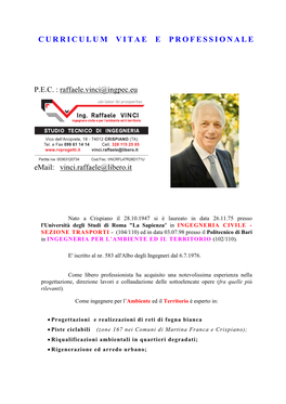 Curriculum Vitae E Professionale