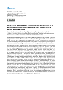 Variations in Sedimentology, Mineralogy and Geochemistry on a Turbiditic Continental Margin During an Early Eocene Negative Carbon Isotope Excursion