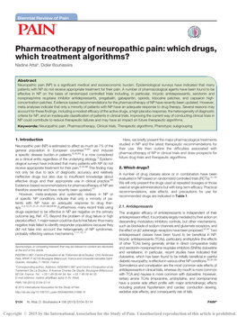 Pharmacotherapy of Neuropathic Pain: Which Drugs, Which Treatment Algorithms? Nadine Attal*, Didier Bouhassira