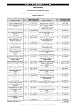 SITUATION of POLLING STATIONS Parliamentary North West Norfolk