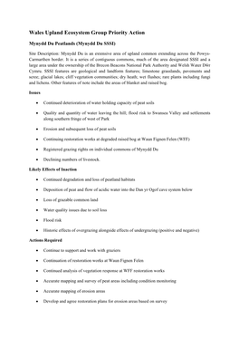 Mynydd Du Peat Restoration Priority Habitat Synopsis